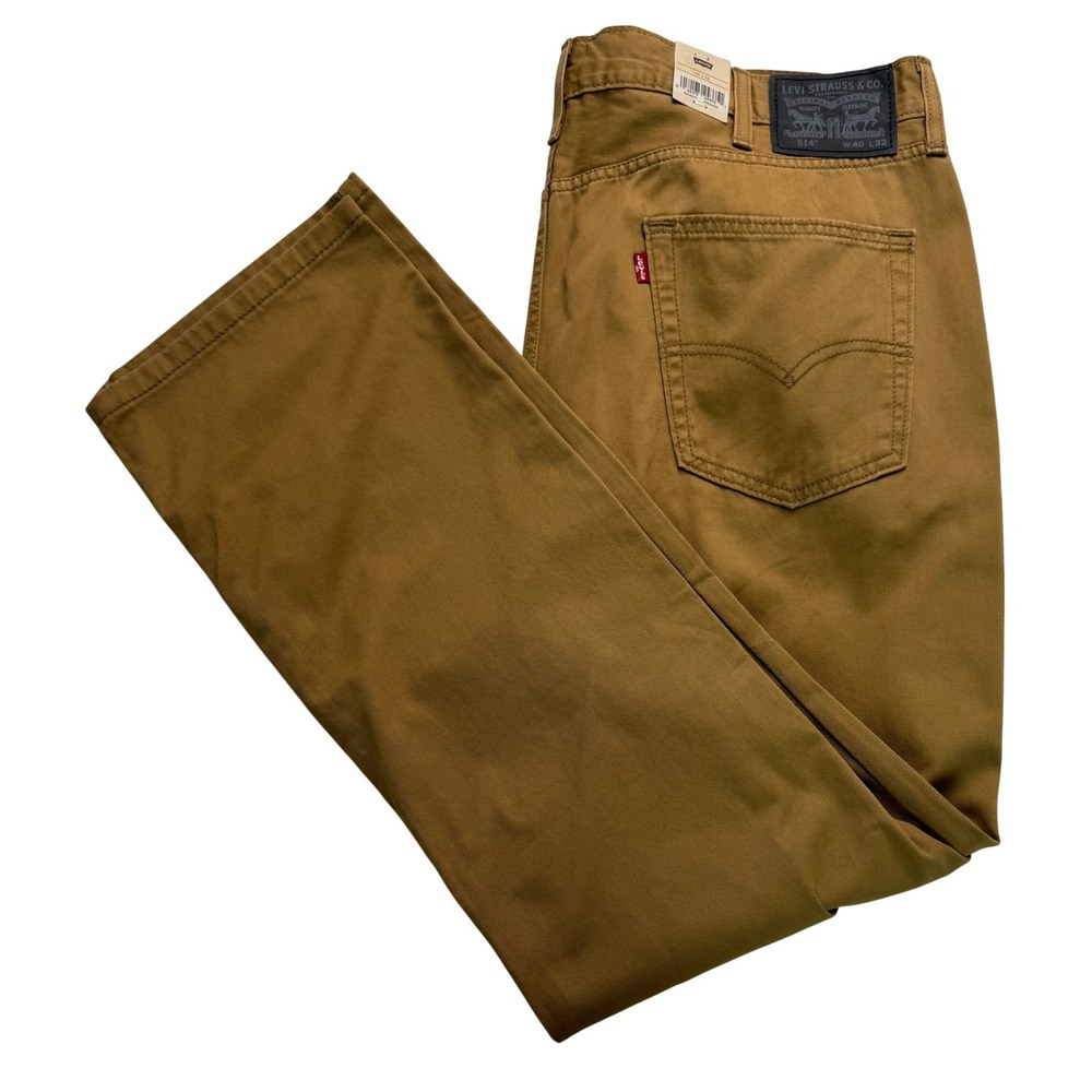 Levis 514 Straight Fit Pants Mens 40x32 Brown Twill Chino Trousers